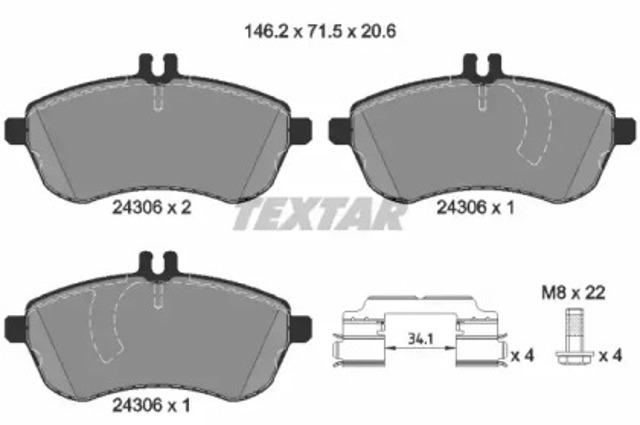 Klocki hamulcowe przednie tarczowe 2430601 TEXTAR