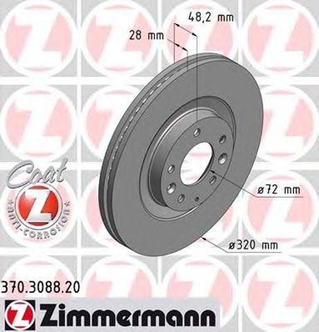 Tarcza hamulcowa przednia 370308820 ZIMMERMANN