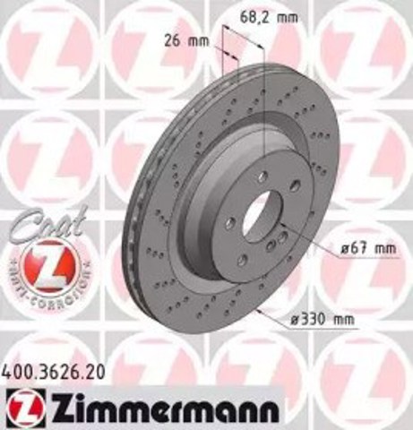 Tarcza hamulcowa tylna 400362620 Zimmermann