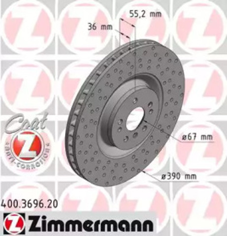 Tarcza hamulcowa przednia 400369620 ZIMMERMANN