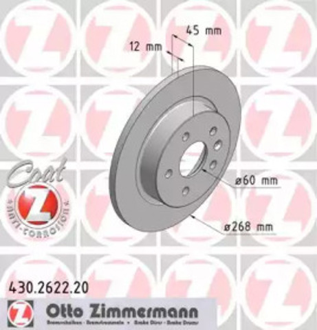 Tarcza hamulcowa tylna 430262220 ZIMMERMANN