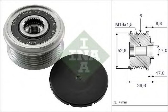 Koło pasowe alternatora 535013710 INA