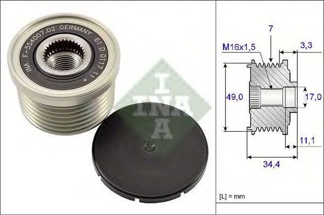 Koło pasowe alternatora 535016410 INA