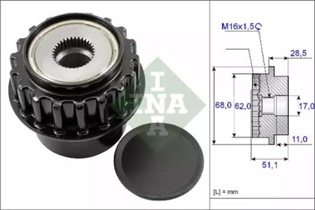 Koło pasowe alternatora 535017510 INA