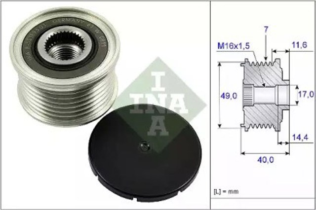 Koło pasowe alternatora 535025410 INA