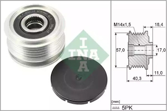 Koło pasowe alternatora 535029510 INA