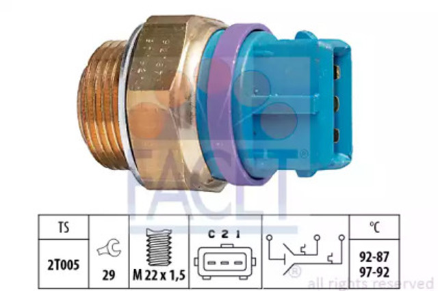 Czujnik temperatury płynu chłodzącego (włączenia wentylatora chłodnicy) 75629 FACET