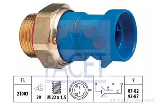 Czujnik temperatury płynu chłodzącego (włączenia wentylatora chłodnicy) 75642 Facet
