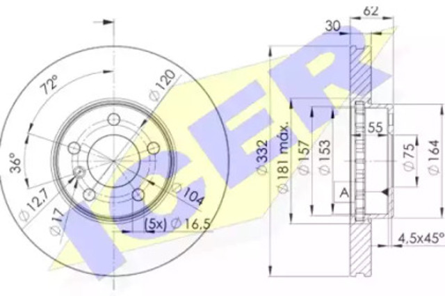 Tarcza hamulcowa przednia 78BD19852 ICER