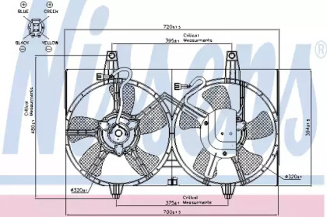 Wentylator elektryczny układu chłodzenia kompletny (silnik+wirnik) do Nissan Maxima A33