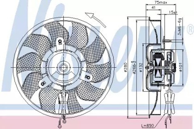 Wentylator elektryczny układu chłodzenia kompletny (silnik+wirnik) 85548 Nissens