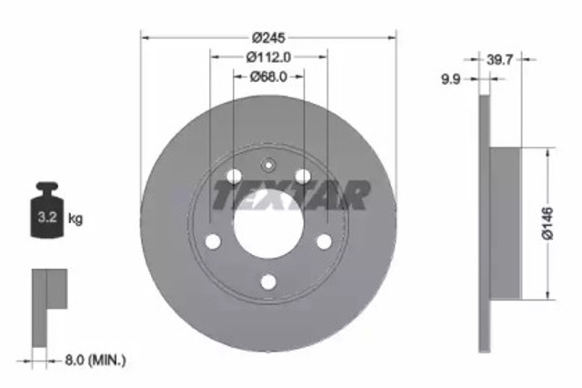 Tarcza hamulcowa tylna 92106203 TEXTAR