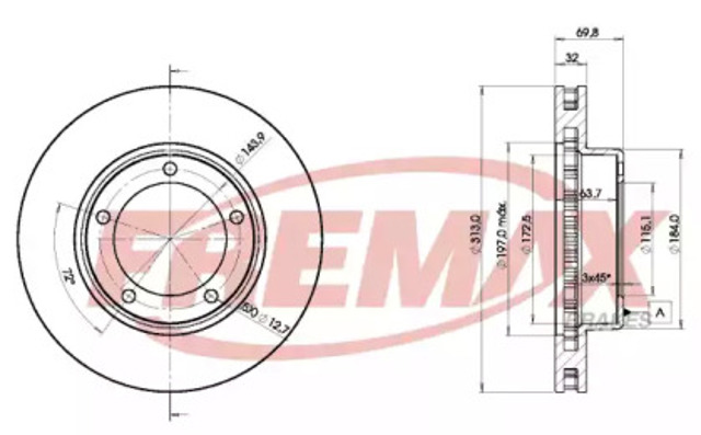 Tarcza hamulcowa przednia BD1265 FREMAX