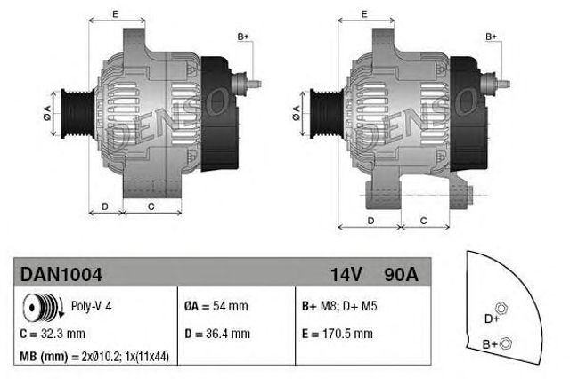 Alternator DAN1004 DENSO