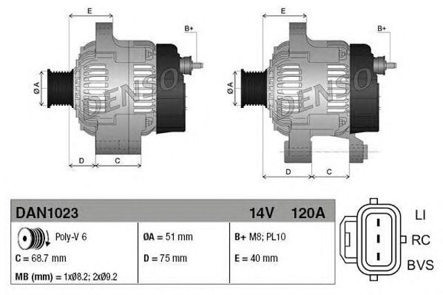 Alternator DAN1023 DENSO