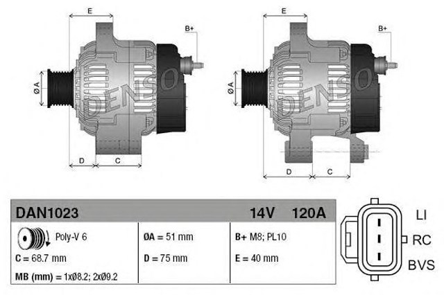 Alternator DAN1023 Denso