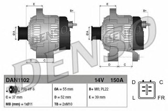 Alternator DAN1102 DENSO