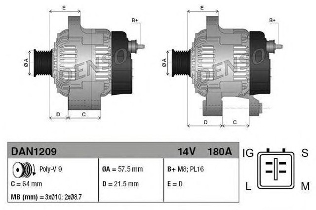 Alternator DAN1209 Denso