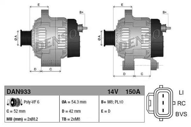 Alternator DAN933 Denso