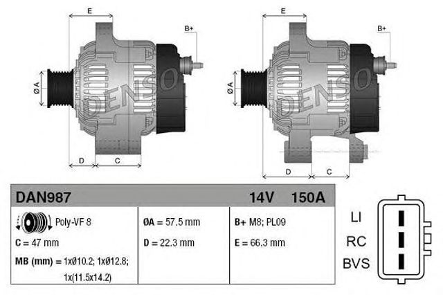 Alternator DAN987 DENSO