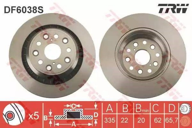 Tarcza hamulcowa tylna DF6038S TRW