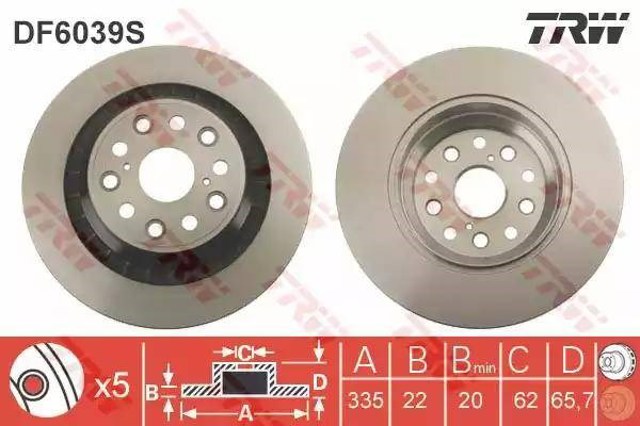 Tarcza hamulcowa tylna DF6039S TRW