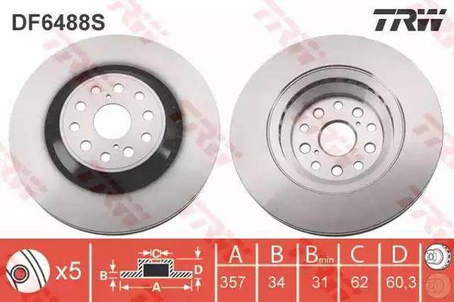 Tarcza hamulcowa przednia DF6488S TRW