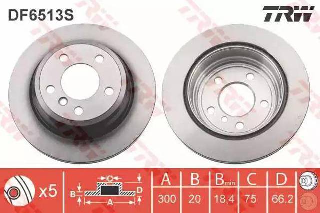 Tarcza hamulcowa tylna DF6513S TRW