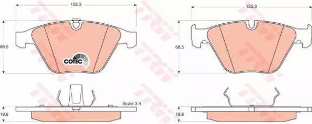 Klocki hamulcowe przednie tarczowe GDB1498 TRW