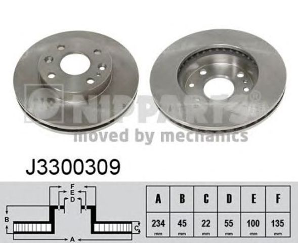 Tarcza hamulcowa przednia J3300309 NIPPARTS