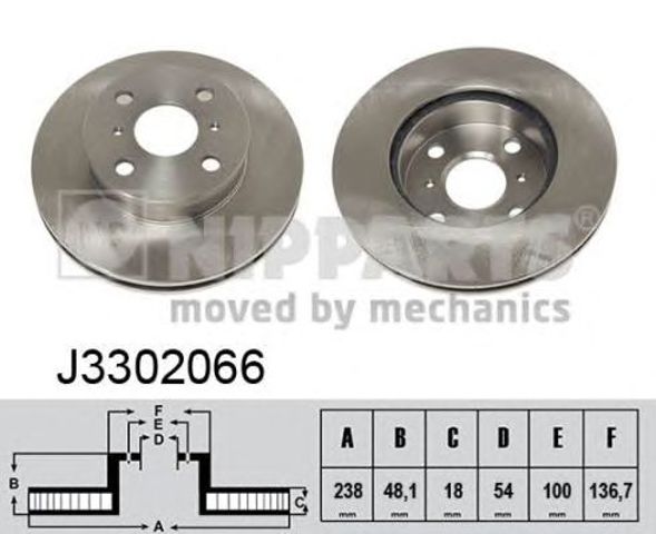Tarcza hamulcowa przednia J3302066 NIPPARTS