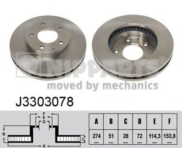 Tarcza hamulcowa przednia J3303078 Nipparts