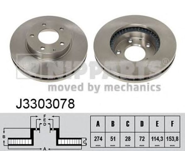 Tarcza hamulcowa przednia J3303078 NIPPARTS