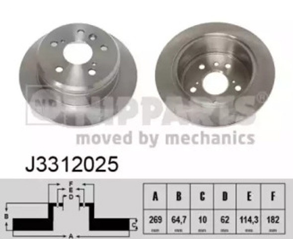 Tarcza hamulcowa tylna J3312025 NIPPARTS
