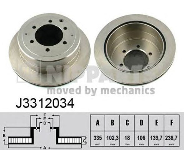 Tarcza hamulcowa tylna J3312034 Nipparts