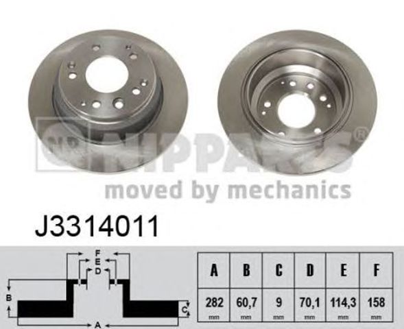 Tarcza hamulcowa tylna J3314011 NIPPARTS