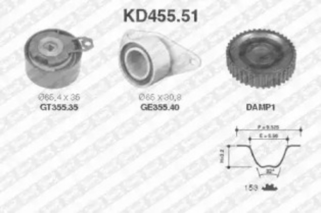 Pasek rozrządu, zestaw KD45551 SNR