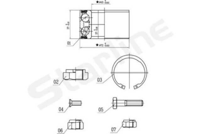 Łożysko piasty przedniej LO01491 STARLINE