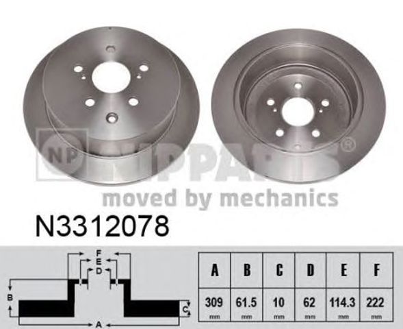 Tarcza hamulcowa tylna N3312078 NIPPARTS