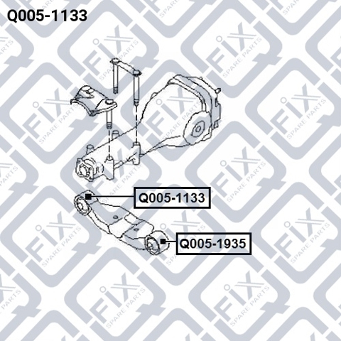 Silentblock trawersu do mocowania tylnego reduktora prawy Q0051133 Q-FIX