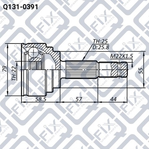 Przegub homokinetyczny przedni zewnętrzny Q1310391 Q-fix
