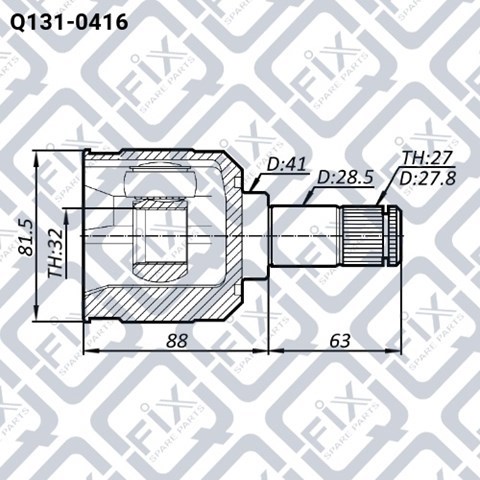 Przegub homokinetyczny przedni wewnętrzny Q1310416 Q-fix