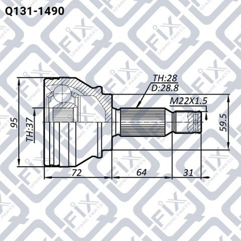 Przegub homokinetyczny przedni zewnętrzny Q1311490 Q-FIX