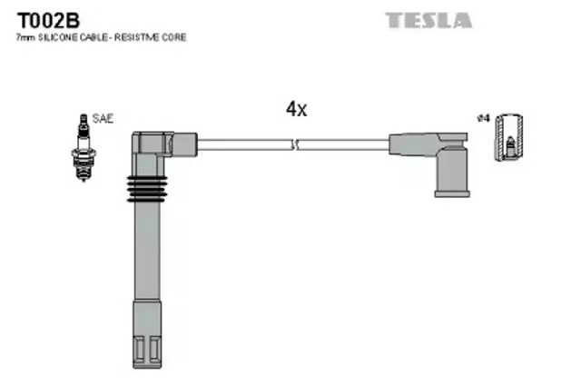 Zestaw przewodów wysokiego napięcia T002B TESLA