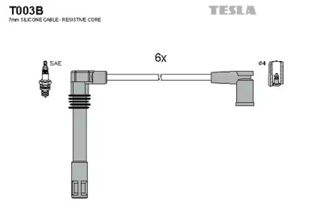 Zestaw przewodów wysokiego napięcia T003B TESLA