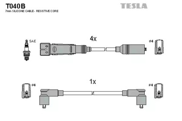 Zestaw przewodów wysokiego napięcia T040B TESLA