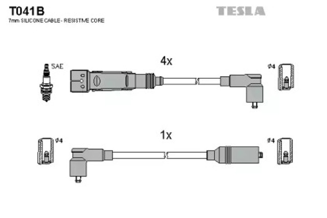 Zestaw przewodów wysokiego napięcia T041B TESLA