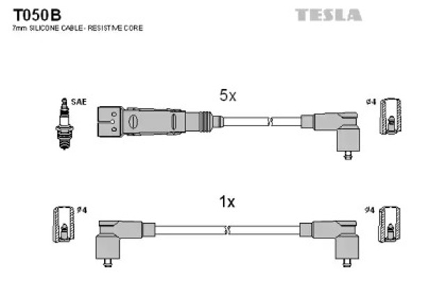 Zestaw przewodów wysokiego napięcia T050B TESLA