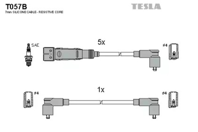 Zestaw przewodów wysokiego napięcia T057B TESLA