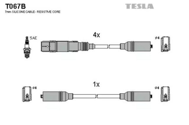 Zestaw przewodów wysokiego napięcia T067B TESLA